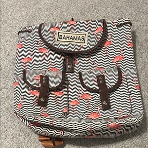 Never Used Bought in the Bahamas Striped Flamingo Backpack
